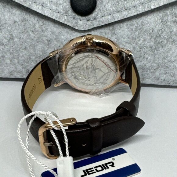 Jedir M.6014 Men Black Leather Strap Analog White Dial Quartz Wrist Watch JNA61 - Picture 10 of 12